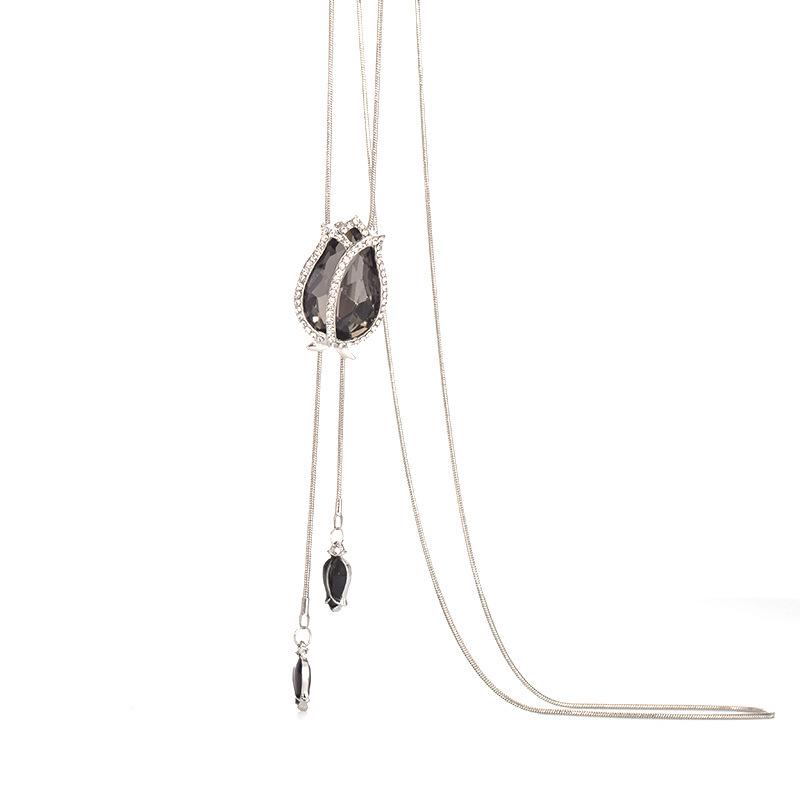 Tulip Crystal Tassel Pendant Long Necklace - Autumn/Winter Versatile Sweater Chain