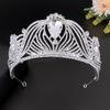 Catwalk Bridal Tiara Silver Large Rhinestone Crystal Bridal Crown Headband Wedding Hair Accessories Wedding Jewelry for Women