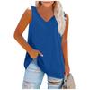 Women's Fashion Plus Size V Neck Color Sleeveless Casual T-Shirt Tank Top Top