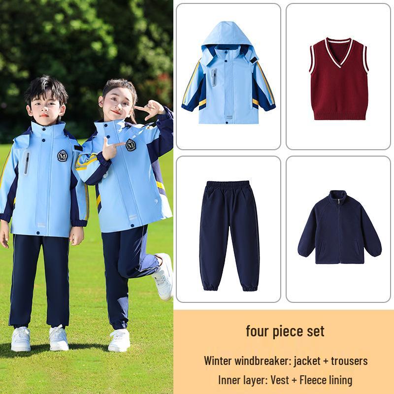 Elementary School Windbreaker Three-Piece Set for First Graders: Spring, Autumn, and Winter Uniform