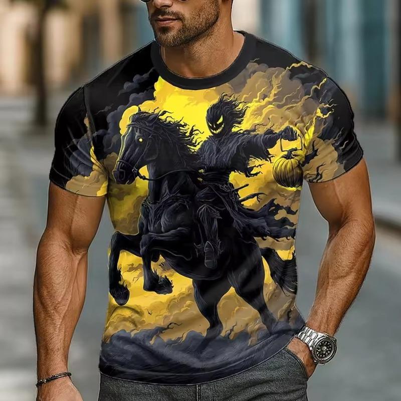 Halloween Skeleton Graphic Short Sleeve T-shirts Men's T-shirt Clothing Fashion 3D Print Short Sleeve Tee Man