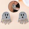 Ghost Inlaid Zircon Crystal Stud Earrings Shiny Women Tassel Dangle Halloween Jewelry Gifts for Her
