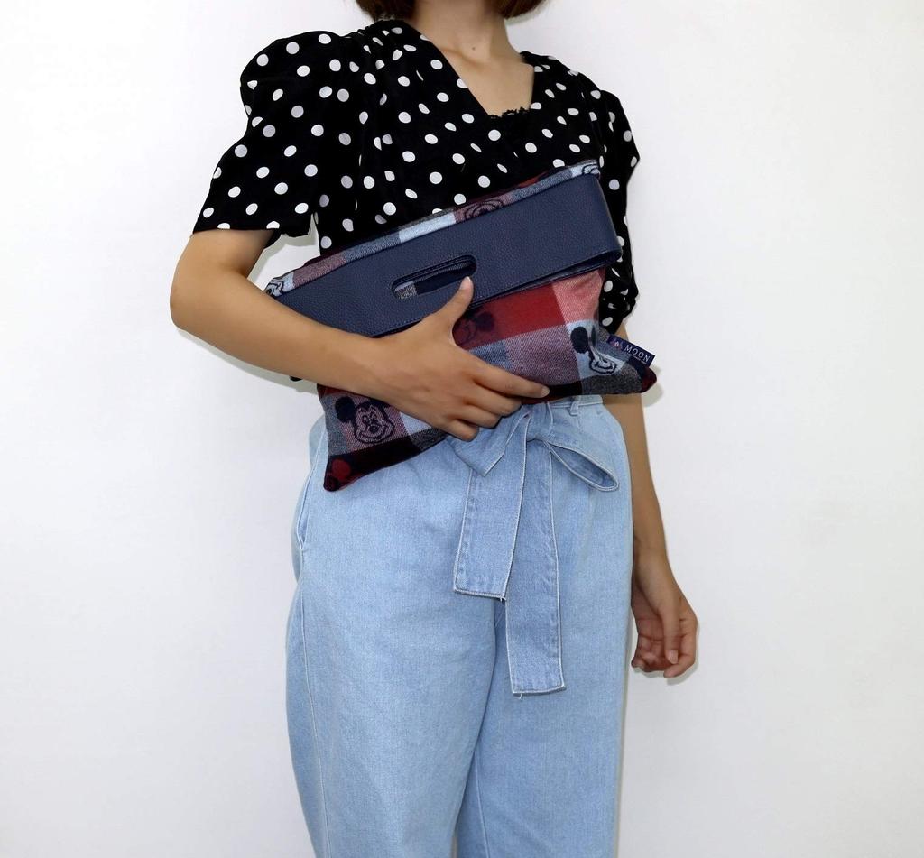 Marushin Disney Mickey Mouse H36 X Traditional Made with Wool Fabric by 2335017100 Bag, W35cm, Check, MOON, UK,