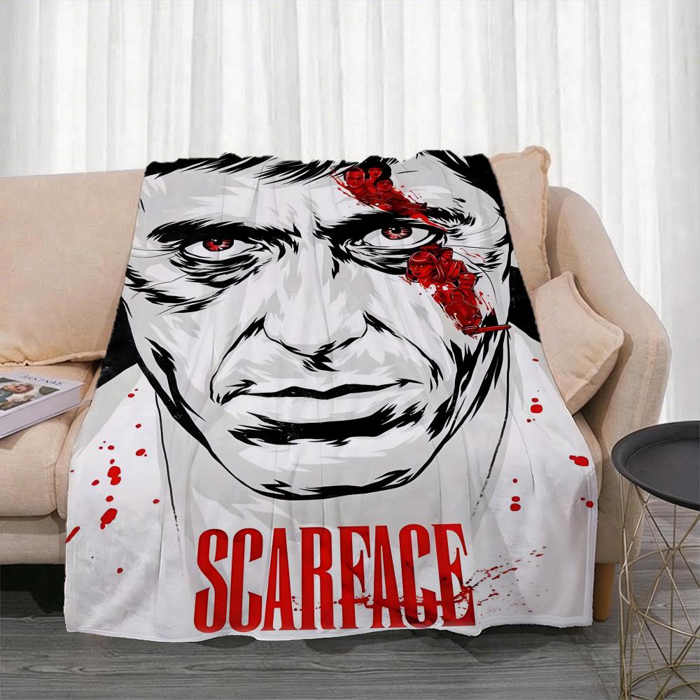 Movie S-Scarface Throw Lightweight 240g Flannel Blanket Soft Skin-friendly for Summer Cooling