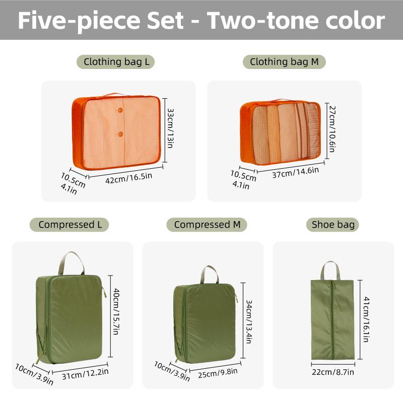 7-Piece Travel Packing Cubes Set - Compressible Storage Organizer for Clothes