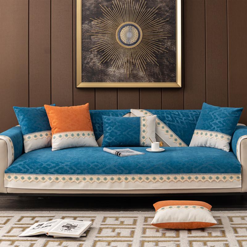 Chenille 1/2/3 Seater Sofa Cover Jacquard Couch Armchair Furniture Patchwork Lace Sofa Cushion Nonslip Universal for All Seasons