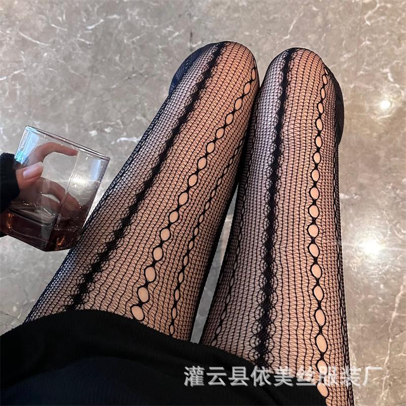 

Новая вертикальная полоса чулок такая же, как черные сетчатые носки блогера, красивые ноги и сексуальное сочетание, весна и лето One size fits all [80-70kg] чёрный