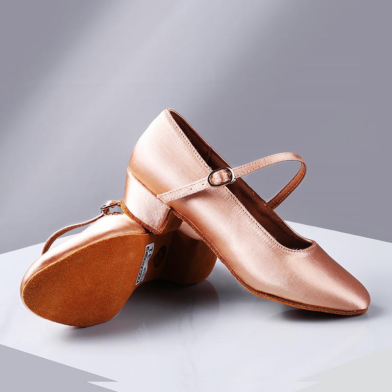 Salsa Tanzschuhe Damen niedriger Absatz 3cm Seide weiche Sohle Mädchen Modern Dance Schuhe Damen Übung geschlossene Zehen Kinder Tanzschuhe
