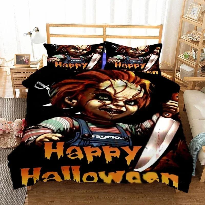 3D-Druck Horrorfilm Chucky Bettwäsche-Set Kissenbezug Bettbezug Doppel Einzel Voll Queen King Erwachsene Kinder Deckenbezug