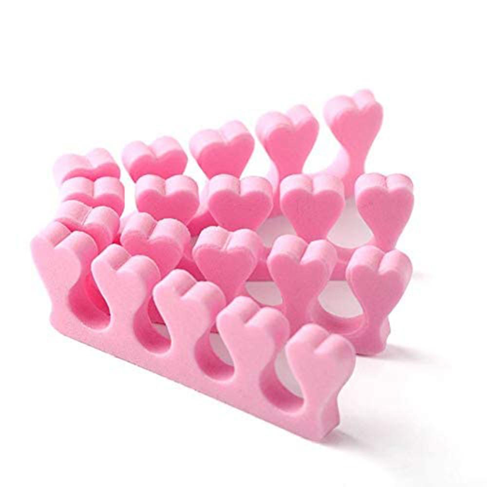 YIKOOLIN 100Pcs Soft Toe Separators Fingers Foots Nail Art Tools Flexible Heart Design Nail Art Practice Manicure Pedicure