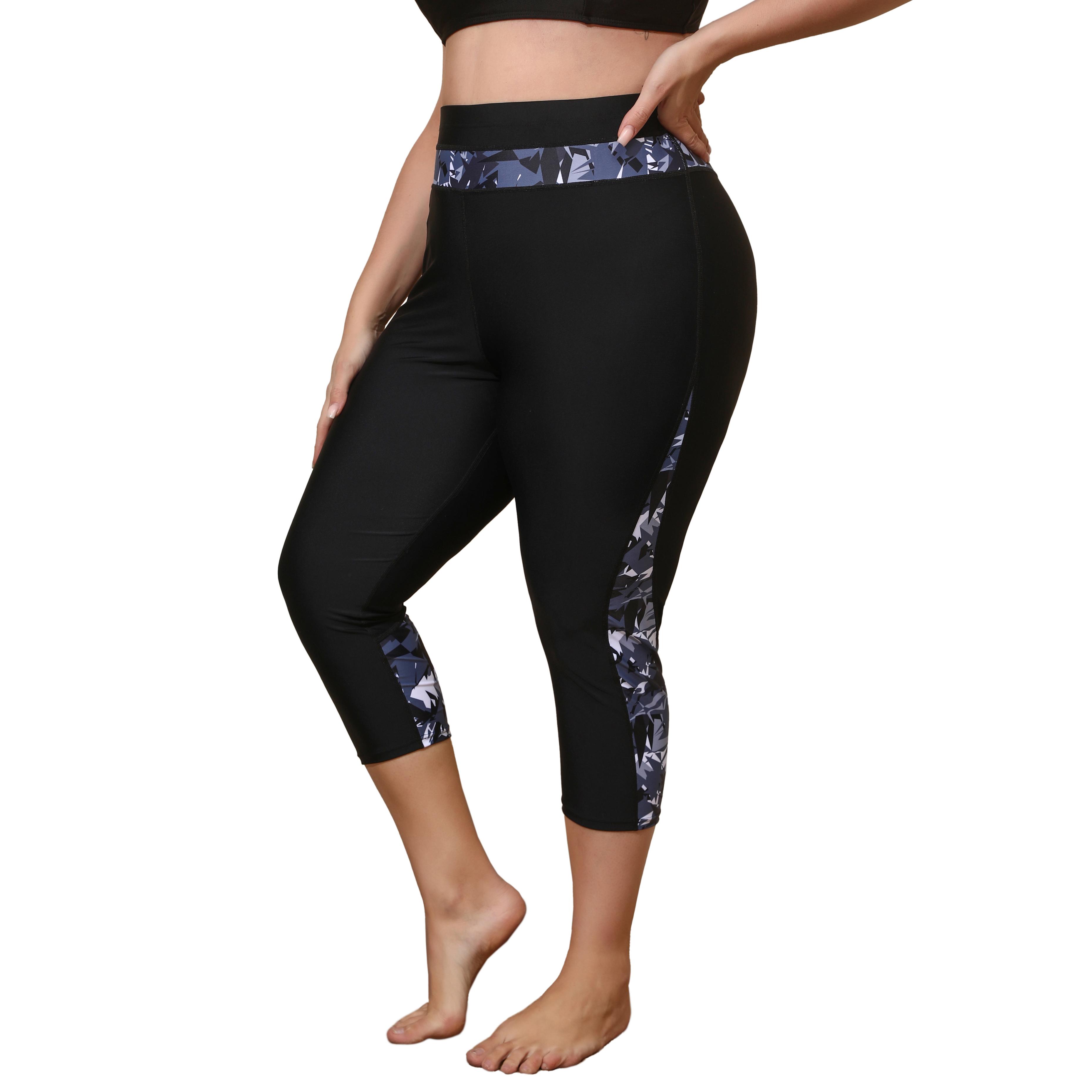 

CHARMLEAKS Купальные брюки больших размеров для женщин с высокой талией, купальные капри, купальные шорты, леггинсы для плавания 1X чёрный