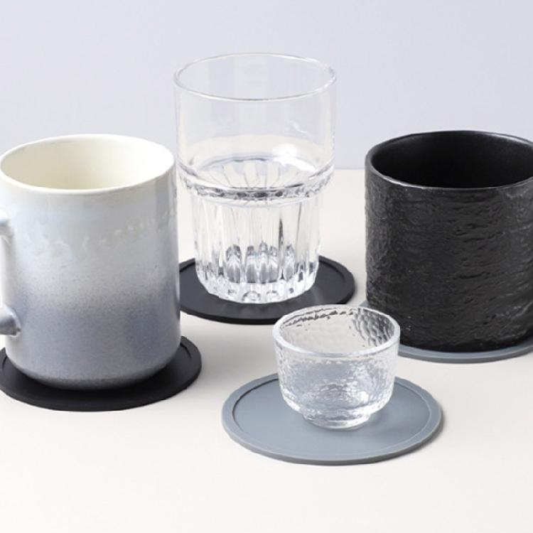 6Pcs 10cm Round Silicone Coasters with Holder Set For Teas Coffee Cups Mugs Nonslip Mats Multipurpose Home Office Use