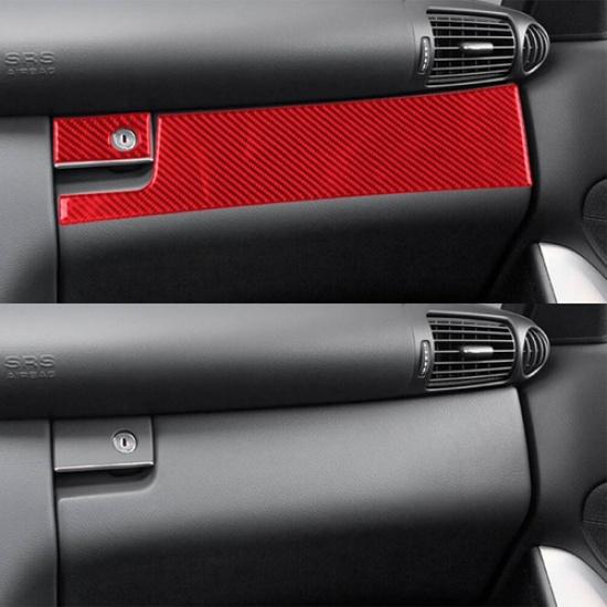 2Pcs Red Carbon Fiber Passenger Dashboard Vent Cover Trim For Mercedes-Benz W203