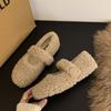 Flat-bottomed Versatile Mary Jane Fluffy Shoes Women's Shoes Wear 2025 New Autumn and Winter Foreign Style Velvet Cotton Shoes Single Shoes