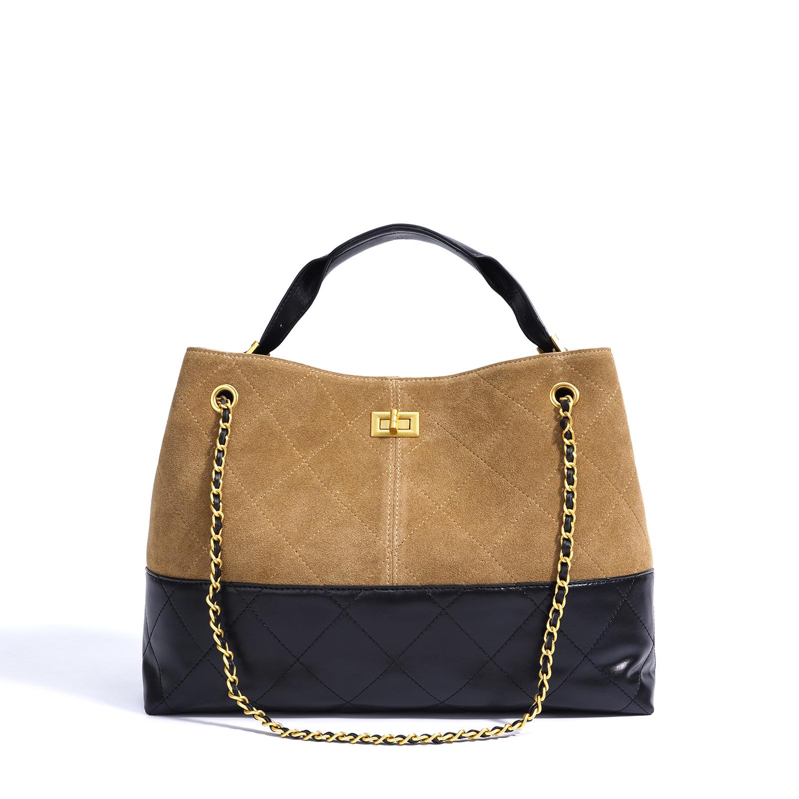 Vintage commuter brown slanted suede mid-carry