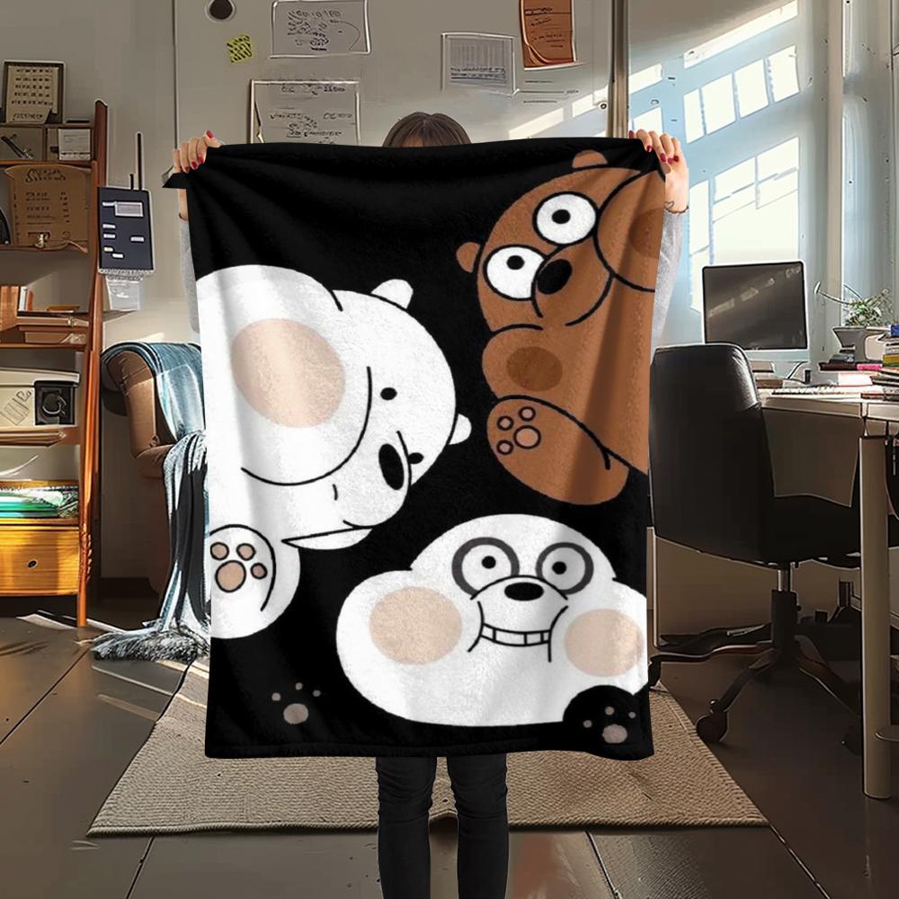 1pz Coperta in Flanella con Stampa We Bare Bears, Alta qualità Confortevole per Tutte le Stagioni, Decorazione per la Casa, Calore e Comfort, Perfetta per Regali di Natale244