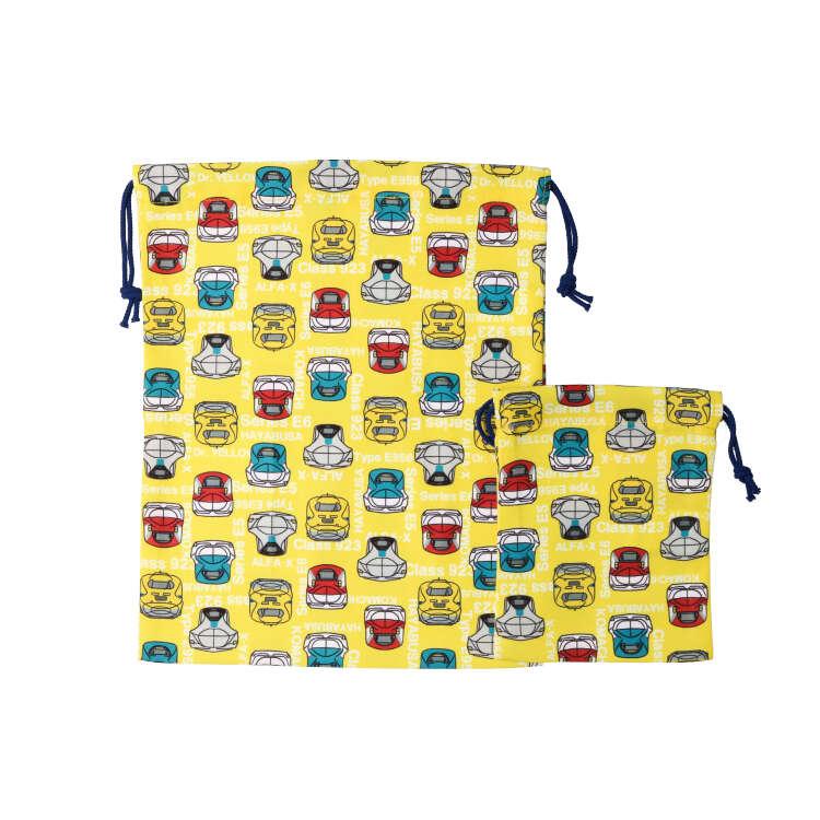 [Children's Clothing] Moujonjon (Moojeongjeong) JR Shinkansen Train Pattern Drawstring Bag Set of 3 B11699