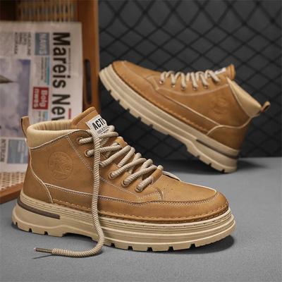 Stivali da uomo alla moda, scarpe sportive casual alte da uomo, stivaletti antiscivolo firmati, stivali da lavoro da uomo con suola spessa, nuovi