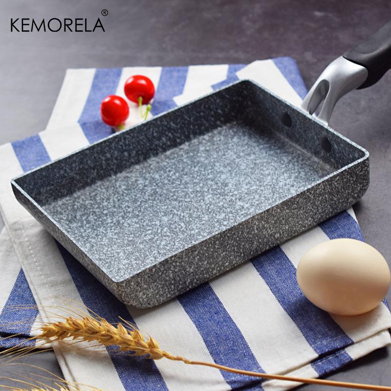 Japanese Medical Stone Frying Pan Tamagoyaki Omelette Black Non-Stick Pan Fry Egg Pan Pancake Kitchen Pot Use For Gas Cooker