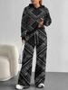 Retro Pattern European And American Autumn And Winter Casual Long-Sleeved Suit Women'S Hooded Sweater Trousers Two-Piece Set