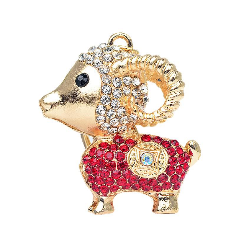 2027 Year of the Sheep Rhinestone Keychain: Chinese Style Sheep Pendant for Women's Bags