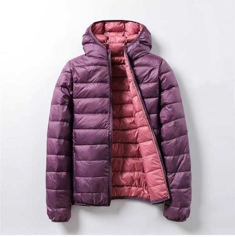 Women Double Side Jacket Hooded Windbreakers Design Lightweight Warm Coats