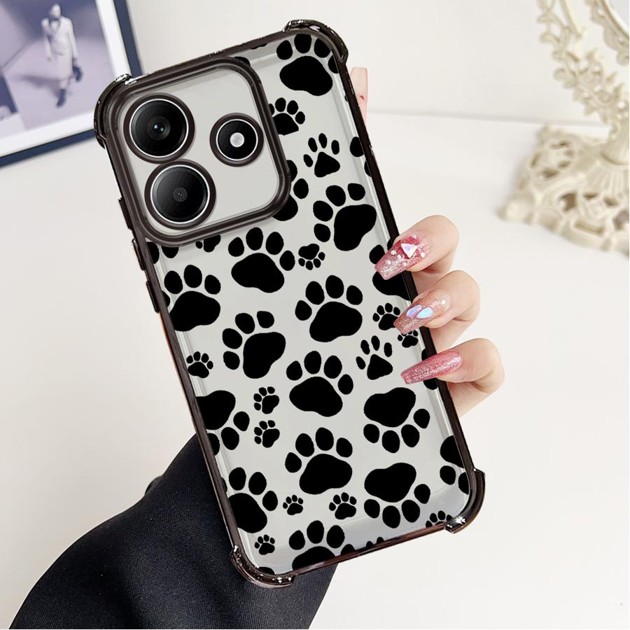 Cute Pet Paw Prints Case for Redmi Note 14 Pro Plus A3 A5 10 Lite 13C 11s Note 13 12 9 Pro K80 11 Phone Cover