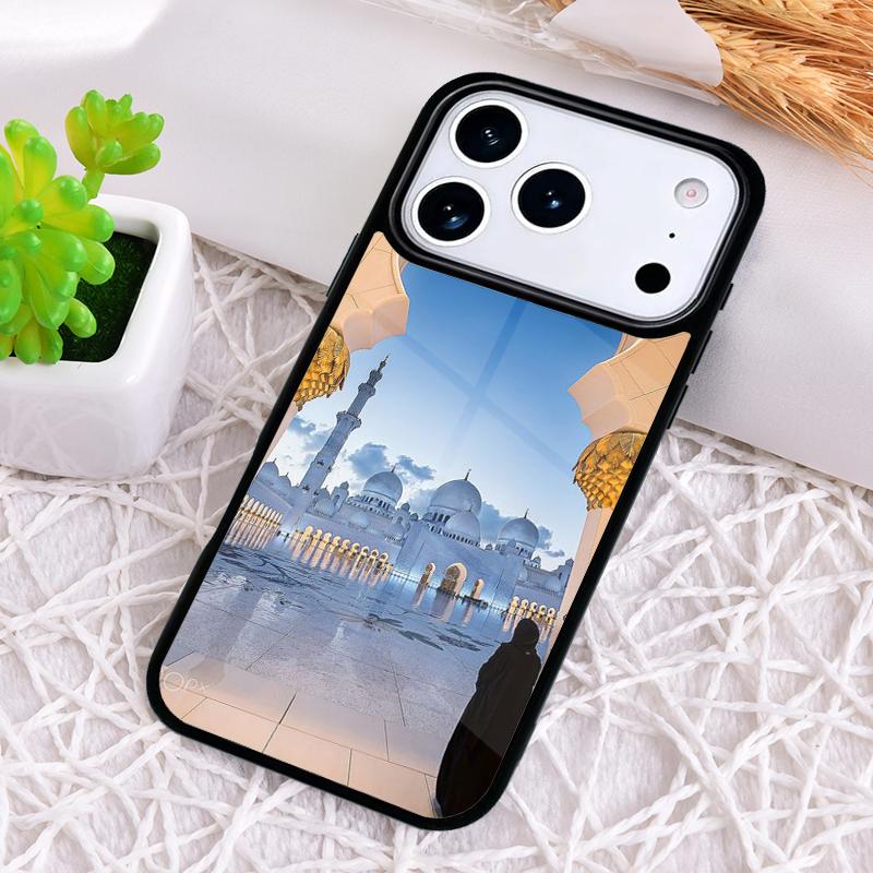 Muslimische Moschee Gebäude Bunter Stil Stoßfeste Handyhülle für iPhone 17 Air 16e 15 11 12 14 13 Pro Max Hülle Coque
