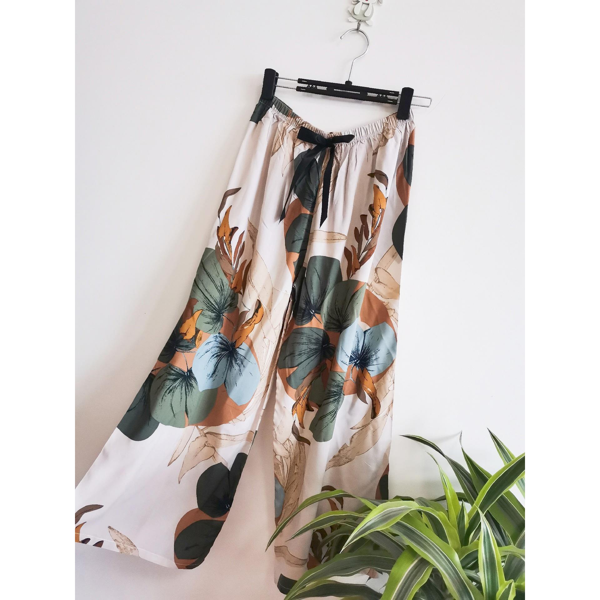 

Летние хлопковые шелковые пижамы женские свободные широкие брюки с принтом One Size