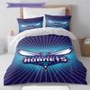 Charlotte Hornets Muster Bettwäsche Set Bettbezug Kissenbezug Heimdeko Geschenk (1 Bettbezug + 2 Kissenbezüge, ohne Füllung)