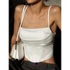 Women Clothes Fashion Gyaru Satin Fishbone Lace-up Navel Sling Base Vest Draping Cutting/three-dimensional Cutting Sexy Slimming Vest
