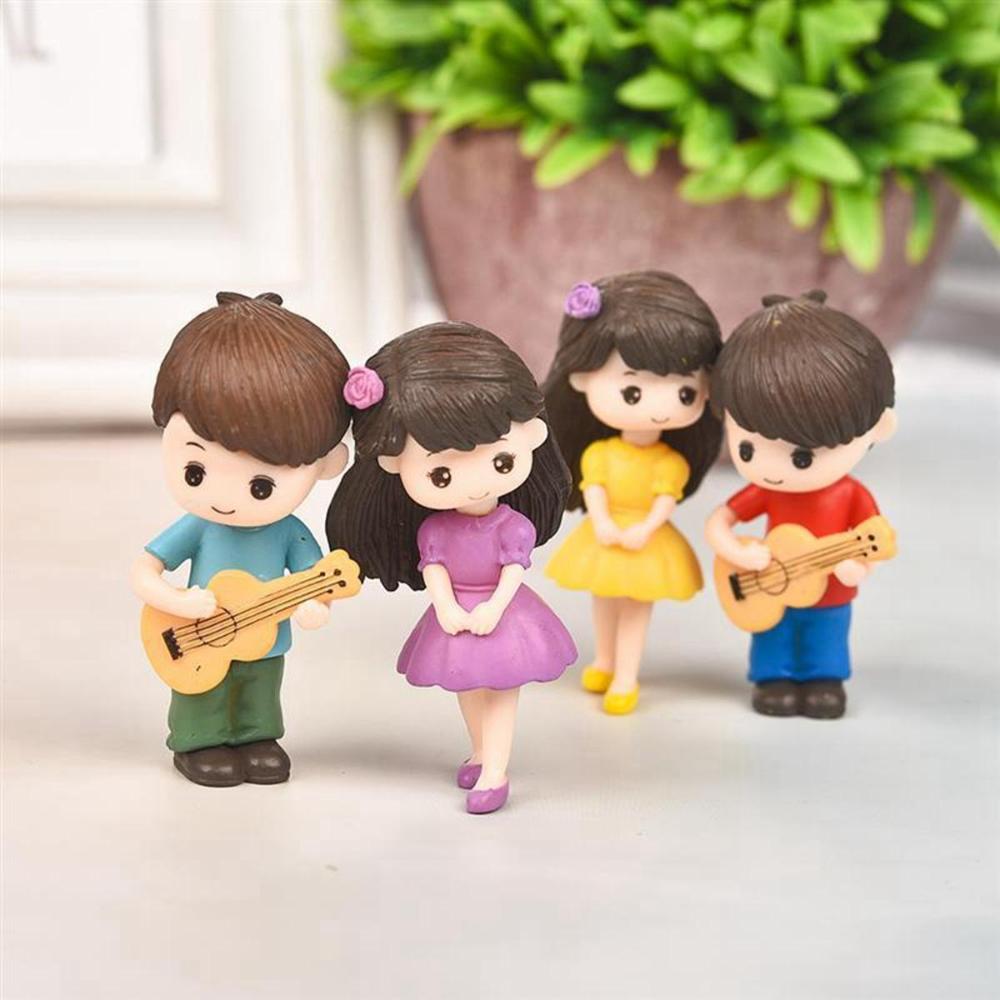 Day Creative Craft Mini Cake Decoration Resin Dolls Miniature Couple Figurines Boy Girl Ornaments