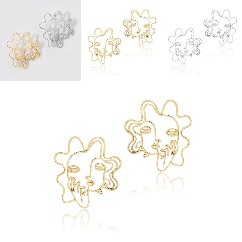 Face Trendy Alloy Earrings Fashionable Geometric Design Street Style Jewelry
