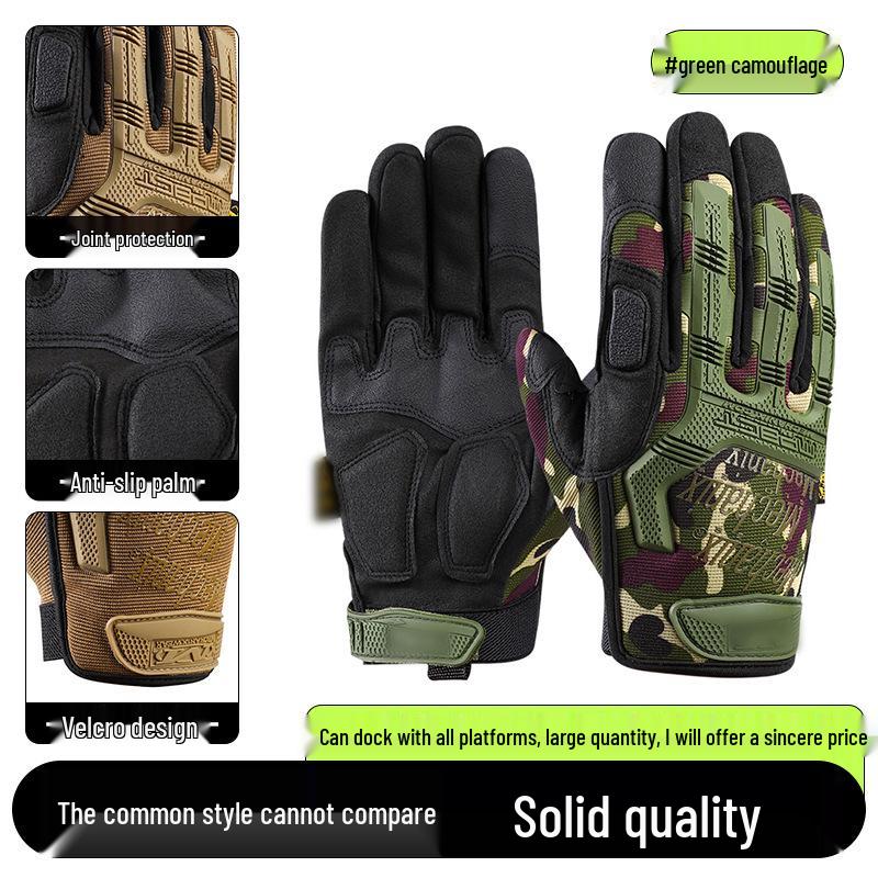 Men's Full-Finger Outdoor Tactical Gloves - Cut-Resistant, Wear-Resistant for Motorcycle Riding & Combat