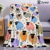 Colorful Cartoon Sheep Cartoon Anime Print Flannel Blanket Soft Warm Throw for Kids Bedroom Sofa Bed Christmas Office Car