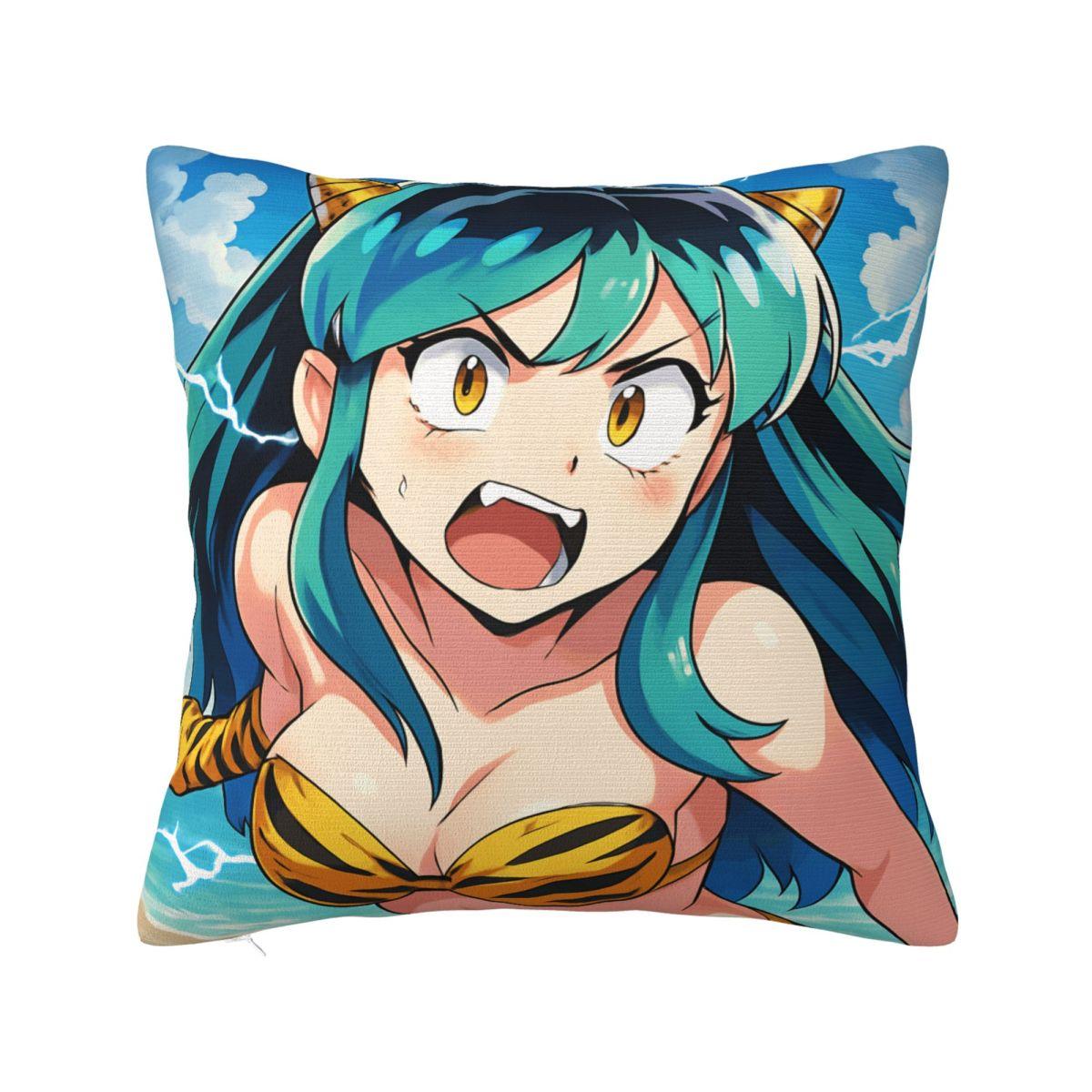 

Urusei Yatsura Anime Pillow Case Cute Funny Pillow Cover Soft Custom DIY Cushion Cover Pillowcases For Wedding Party Home Decor 12x12Inch
