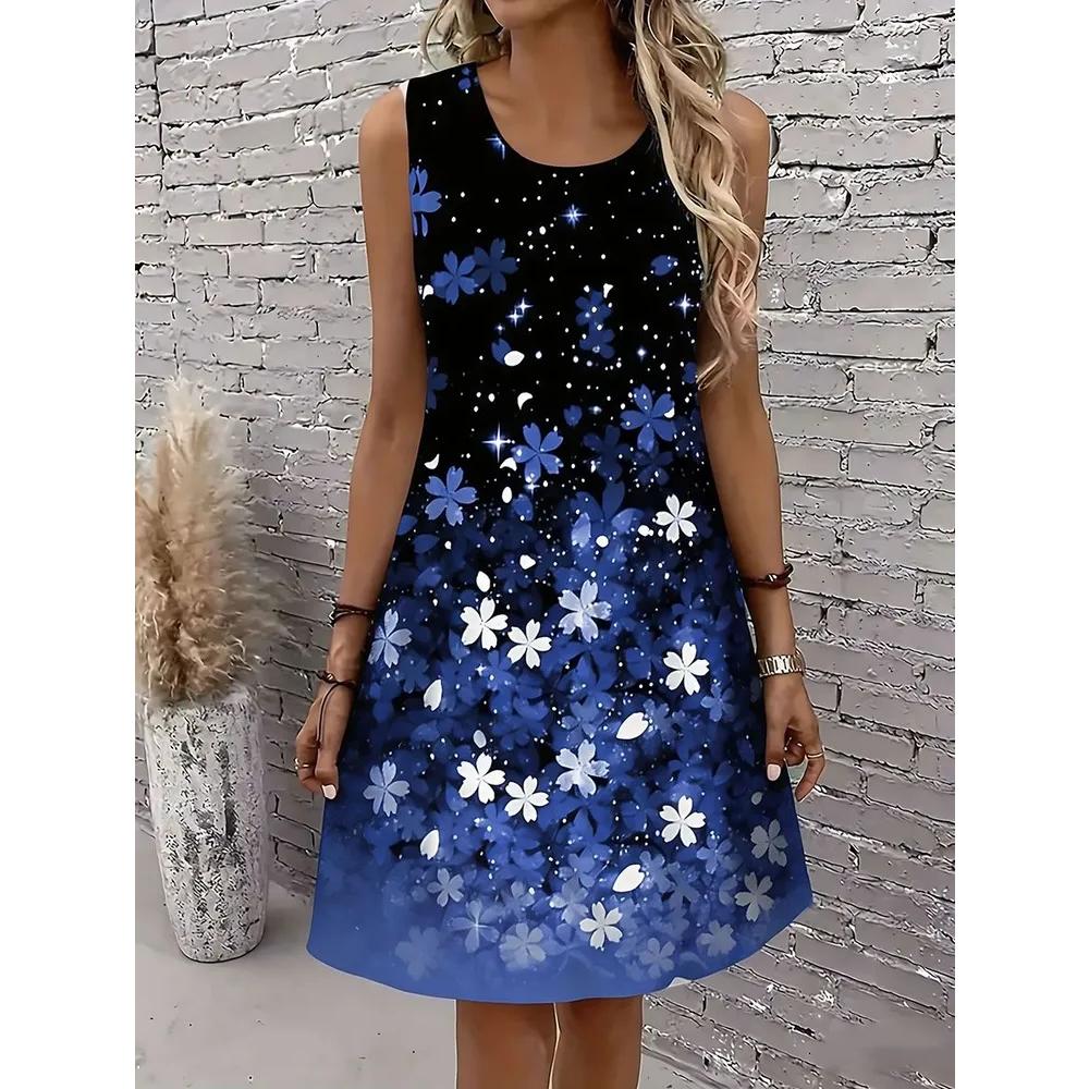 Stylish Comfortable Women s Flower Print Dress Soft Casual Casual Dresses S