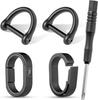 TIMULTI Titanium Keychain, Key Ring, Carabiner, Mini Hook, Quick Release Connector (Black, 2 Connecting Rings + 2 Stainless Steel D-Rings)