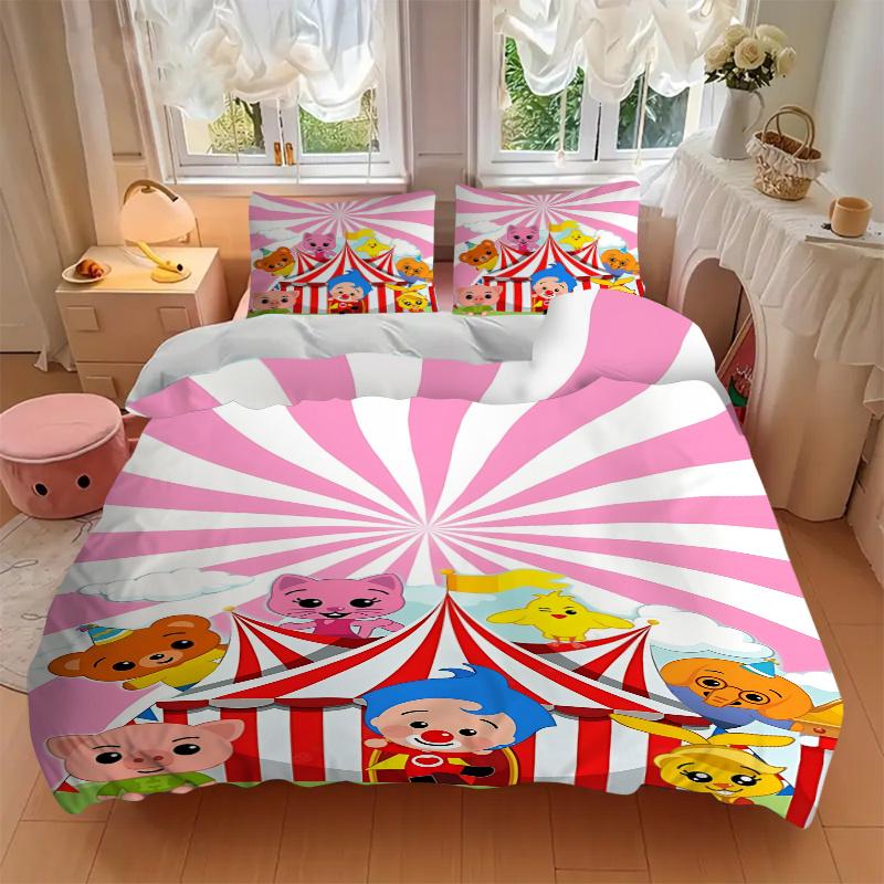 3pcs Circus Animal Friends Carnival Party Decorations Kids Room Bedding Set-Universal Three-Piece Suit for Bedroom, Guest Room, Living Room,