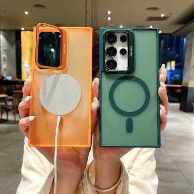 Suporte de Lente Samsung S25 Ultra Sucção Magnética Capa de Telefone Adequada para S24 Esfoliação da Pele Capa Protetora de Película para Lente S25