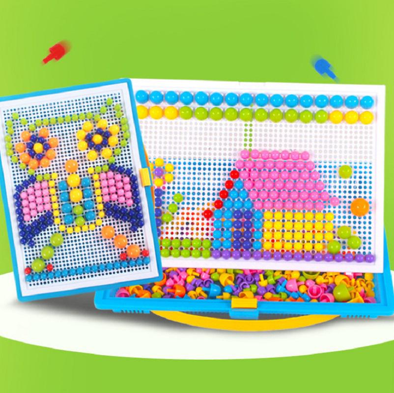Children Puzzle Kids Peg Board 295 Pegs Early Educational Toys Creative Mosaic B