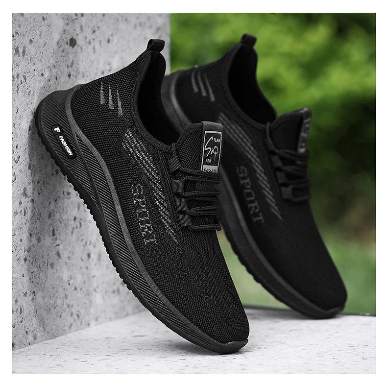 

Оптовая продажа спортивной мужской обуви от производителей, дышащая повседневная обувь нового стиля, плетеная, мягкая подошва, модная обувь для мужчин 40 черный серый