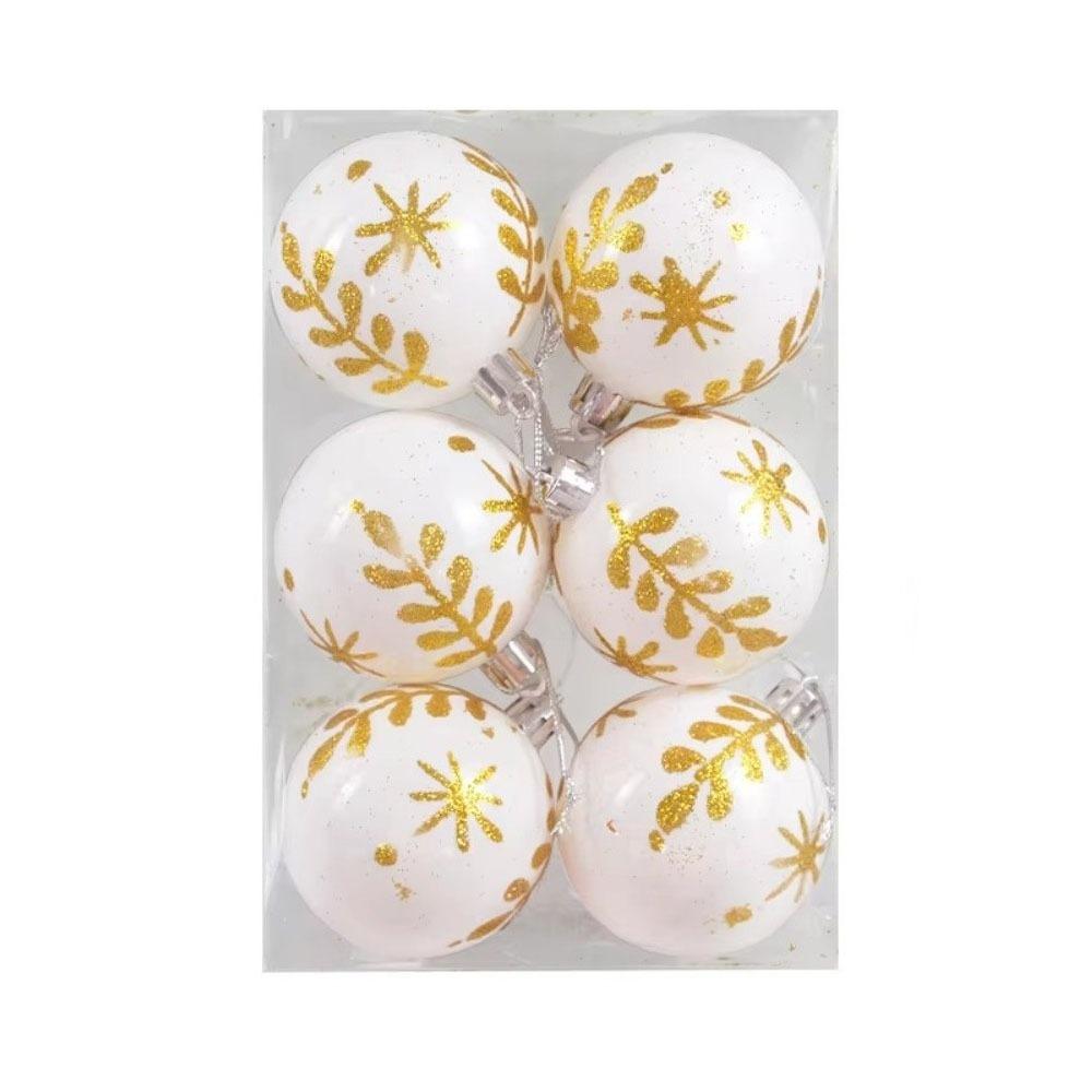 6Pcs/Set Colorful Glitter Painted Christmas Balls Plastic Xmas Hanging Ball Festival Party Decor
