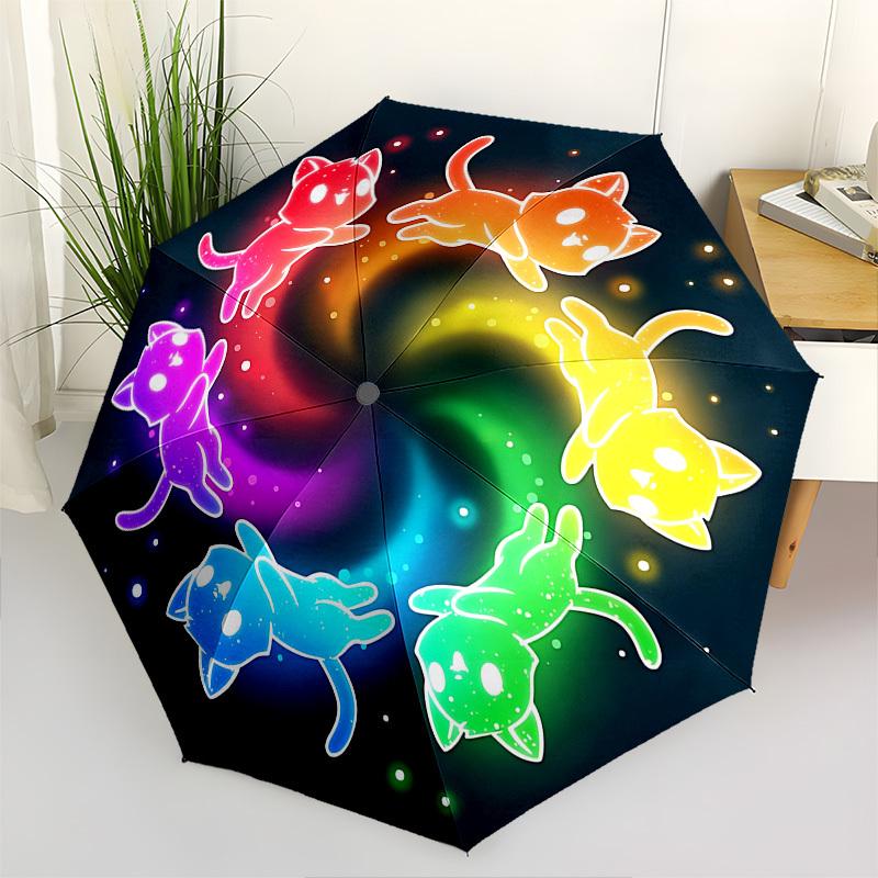 

Rainbow Cats,Neon Kitties Automatic Folding Umbrella Compact 8 rib Design,Unique Style,Suitable for Everyday Outdoor Use,Perfect Gift