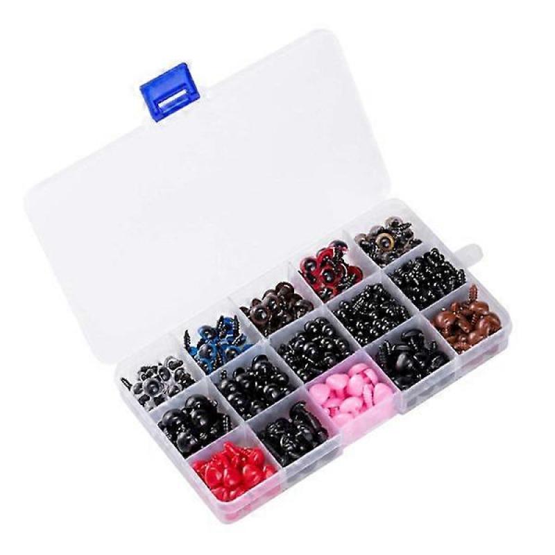 560 Pcs 15-grid Safety Eyes and Noses Set for Amigurumi Teddy Bear Plush Toy