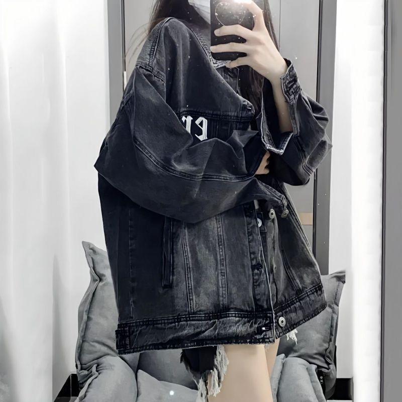 

Джинсовая куртка в американском стиле High Street Vibe, женская весна и осень, свободная пара в стиле ретро, ​​куртка в стиле хип-хоп Top Tide