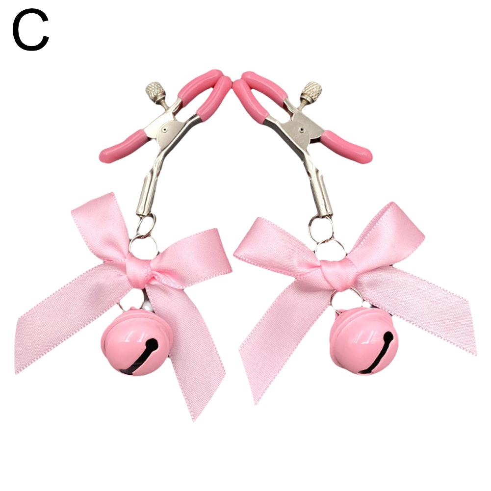 4 Color Adjustable Sexy Bow Nipple Clamps with Bells Adult BDSM Fetish Toy for Couples Intimate Play