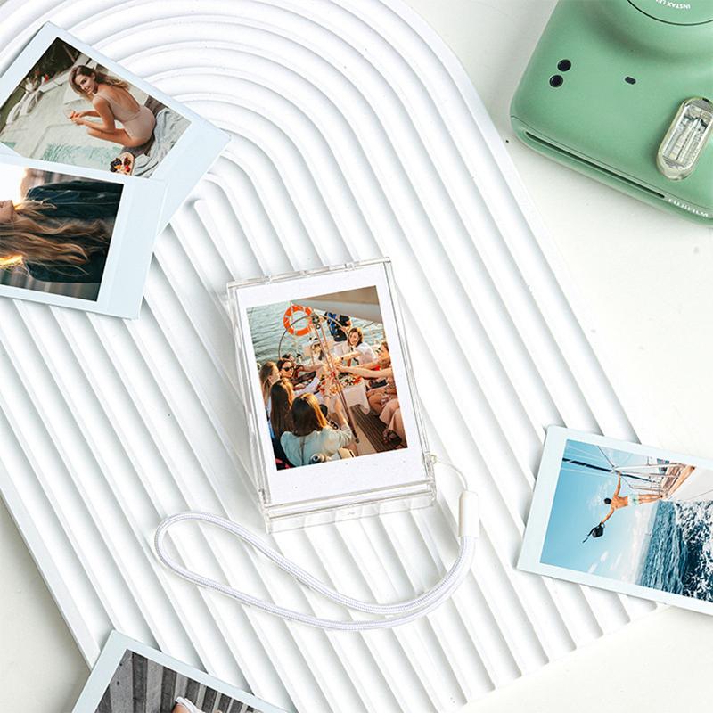 3-Inch Film Clear Photo Storage Box Instant Camera Photo Case For Fujifilm Instax Mini 12/11/9/8/7 With Strap
