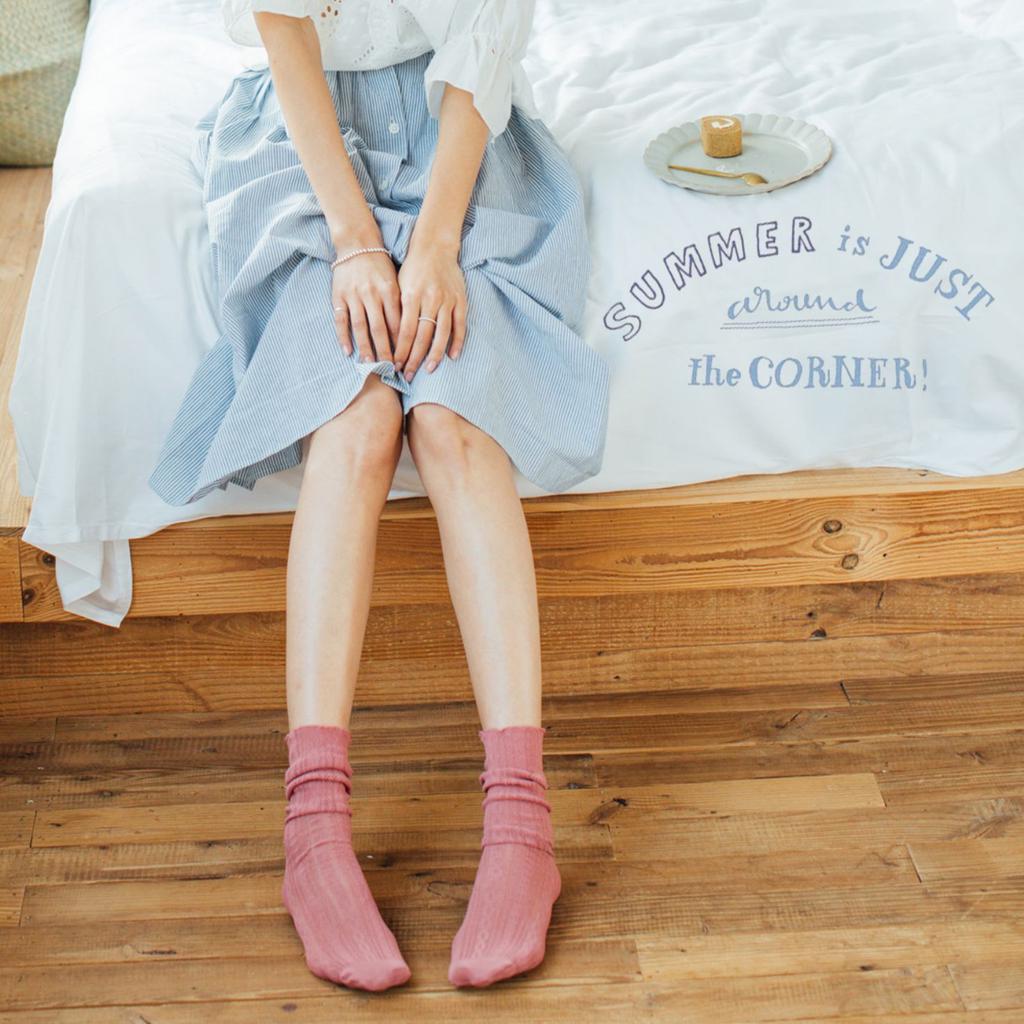 Women Fashion Long Pattern Summer Loose Socks Floral Solid Bubble White Black Korean Mesh Japanese Breathable Lolita Luxury Lace