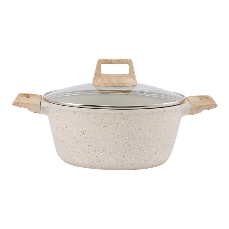 Maifan Stone 4L Non-stick Stew & Noodle Pot with Double-bottom and Glass Lid.